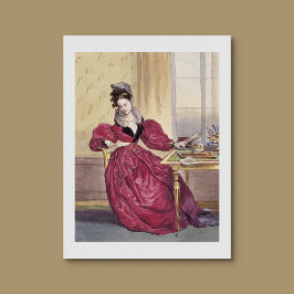 Victoriaans Dame in Rood - Elegante Kunstdruk Poster