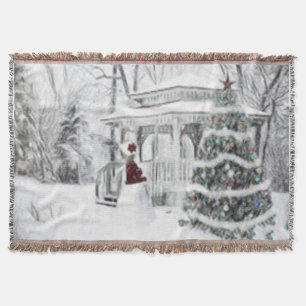  Victoriaans dame in winterparktekening Deken