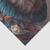 Victoriaans dame met blauw Pet en kattenweefselpap Tissuepapier (Detail)