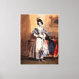 Victoriaans dame met bloemenversieringen - Elegan Canvas Afdruk
