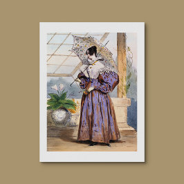 Victoriaans dame met parasol - Elegante tuinkunst Poster