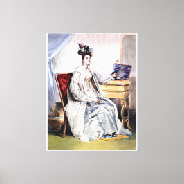 Victoriaans Dame met Sieraden Doos - Elegante Vint Canvas Afdruk