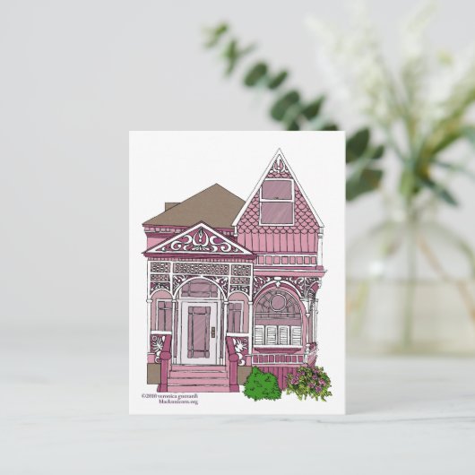 Victoriaans "Dame met verf" - roze Briefkaart (Staand voorkant)