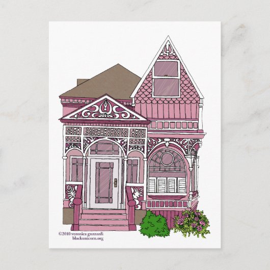 Victoriaans "Dame met verf" - roze Briefkaart (Voorkant)