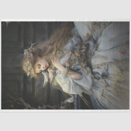  Victoriaans dame met vogels Decoupage Tissuepapier (Voorkant)