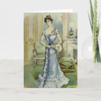 Victoriaans dame-Vintage Franse Mode - Blauwe