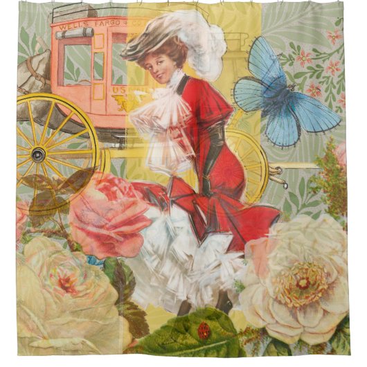 Victoriaans dame vrouw plezier vervoer douchegordijn (Voorkant)