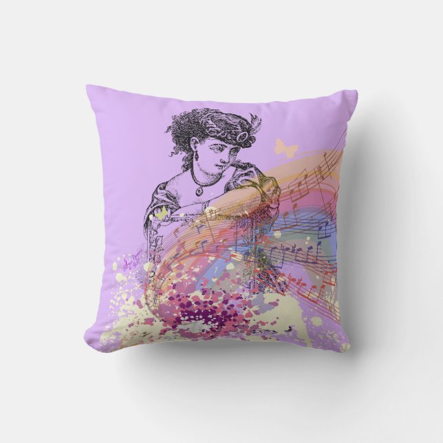 Victoriaans damePurple ColorSplash Pillow Kussen (Voorkant)