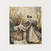 Victoriaans dames in de tuin conversatie -