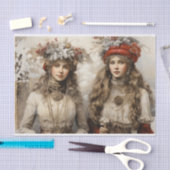  Victoriaans Dames Kerstmis Decoupage Tissuepapier (Craft)