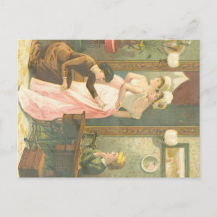 Victoriaans dames maken kleding briefkaart