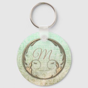 Victoriaans damesscript goudgroen elegant sleutelhanger