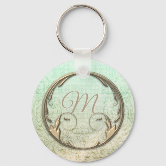 Victoriaans damesscript goudgroen elegant sleutelhanger (Voorkant)