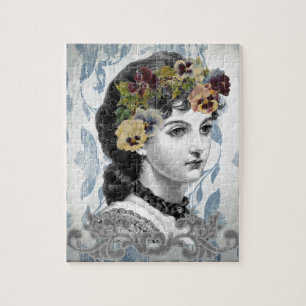 Victoriaans damestandaartjes in de bosbouw legpuzzel
