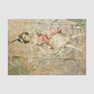 Victoriaans Dancing Girl Bladmuziek Tissue Papier