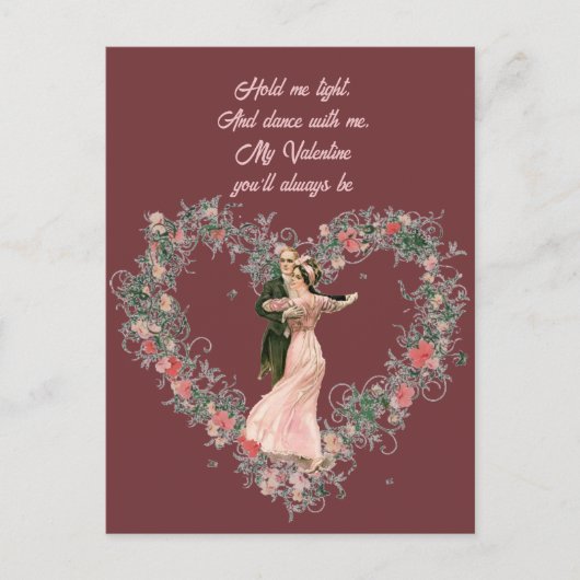 Victoriaans dansende Valentijn Briefkaart (Voorkant)