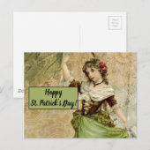 Victoriaans dansmeisje in Green St. Patrick's Day Briefkaart (Voorkant / Achterkant)