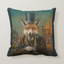 Victoriaans Dapper Fox Throw Cushion