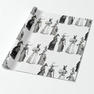 Victoriaans dieren vrouwen grappig cadeaupapier