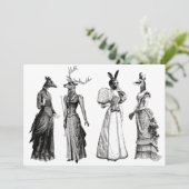 Victoriaans dieren vrouwen grappig kaart (Staand voorkant)