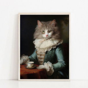 Victoriaans dierenportret, Koninklijke dame kat vi Poster