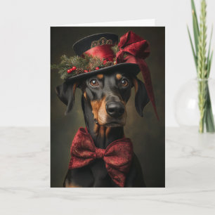 Victoriaans Doberman Christmas Feestdagen Kaart