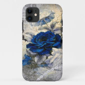 Victoriaans donkerblauw Roos Ephemera Case-Mate iPhone Case (Achterkant)