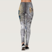 Victoriaans Donkerblauw Roos Ephemera  Chic Leggings (Achterkant)