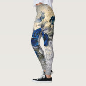 Victoriaans Donkerblauw Roos Ephemera  Chic Leggings (Links)