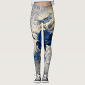 Victoriaans Donkerblauw Roos Ephemera  Chic Leggings (Voorkant)