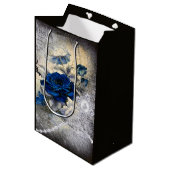 Victoriaans donkerblauw Roos Ephemera Medium Cadeauzakje (Voorkant Gekanteld)