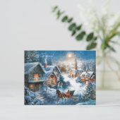 Victoriaans dorp Vrolijk kerstfeest Feestdagenkaart (Staand voorkant)