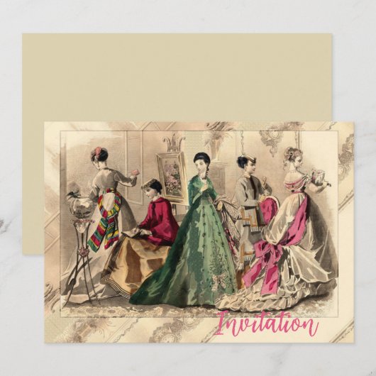 Victoriaans drukker met roze hoes kaart (Voorkant / Achterkant)