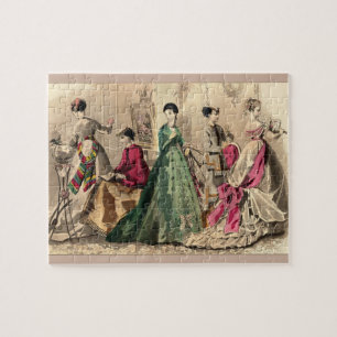 Victoriaans drukker met roze romp puzzel