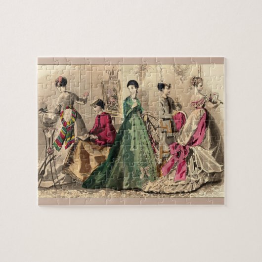 Victoriaans drukker met roze romp puzzel (Horizontaal)