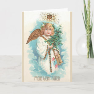 Victoriaans Duitse Angel Christmas Wenskaart Feestdagen Kaart