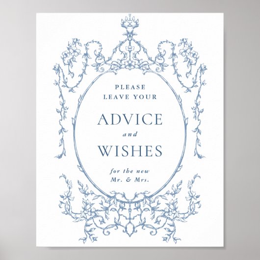 Victoriaans Dusty Blue Advies & Wishes Poster (Voorkant)