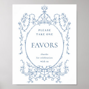 Victoriaans Dusty Blue Favors Wedding Poster