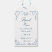 Victoriaans  Dusty Blue Floral bruiloft Cadeaulabel (Voorkant)