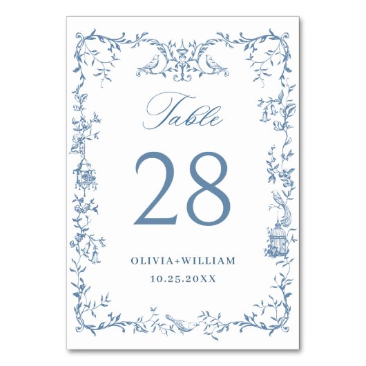 Victoriaans Dusty Blue Floral bruiloft Kaart (Voorkant)