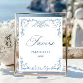Victoriaans Dusty Blue Floral Favors Wedding Poster