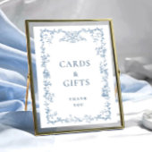 Victoriaans Dusty Blue Floral Kaarten en geschenk Poster