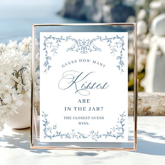 Victoriaans Dusty Blue Floral Vrijgezellenfeest Poster