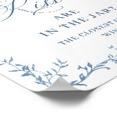 Victoriaans Dusty Blue Floral Vrijgezellenfeest Poster (Hoek)