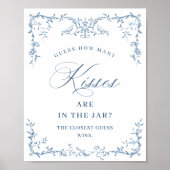 Victoriaans Dusty Blue Floral Vrijgezellenfeest Poster (Voorkant)