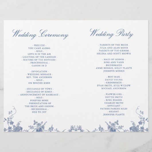 Victoriaans Dusty Blue Floral Wedding Fotoprogramm (Achterkant)