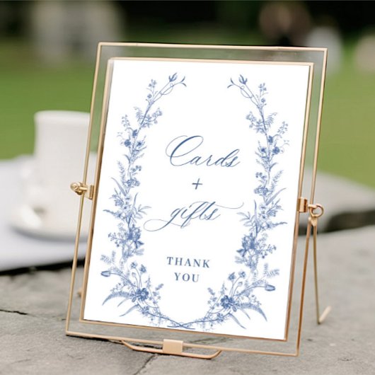 Victoriaans Dusty Blue Franse tuin Kaarten en gesc Poster