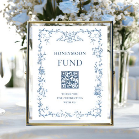 Victoriaans Dusty Blue Honeymoon Fund Poster