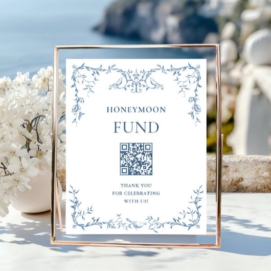 Victoriaans Dusty Blue Honeymoon Fund Poster