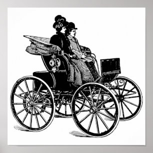 Victoriaans echtpaar man vrouw Carriage Wagon Art Poster